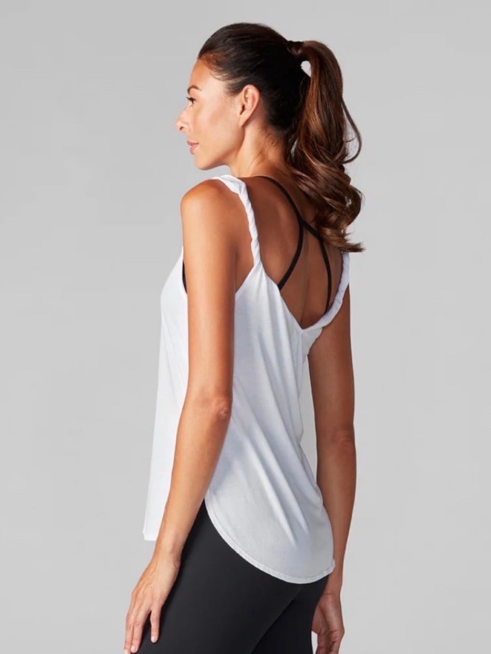 Tavi Noir Twist Shoulder Tank Top White Activewear Women's Size XL
